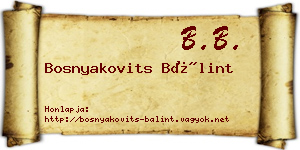 Bosnyakovits Bálint névjegykártya
